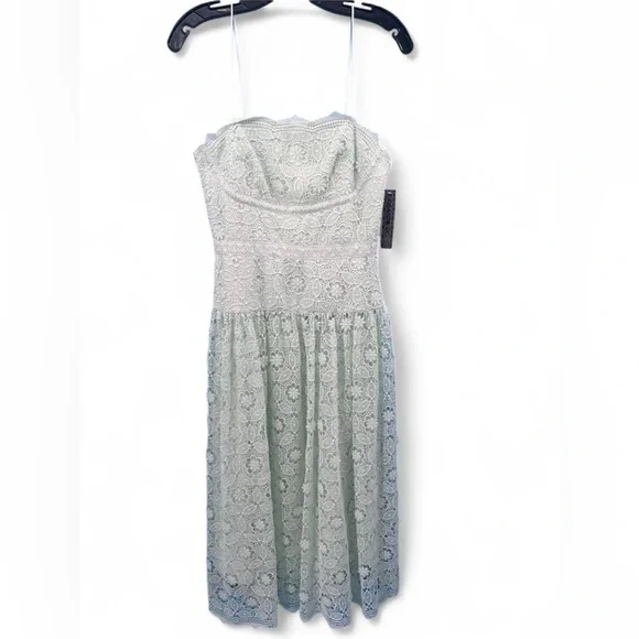 Lace Spaghetti Strap Midi Dress in Light Mint - Picture 2 of 8